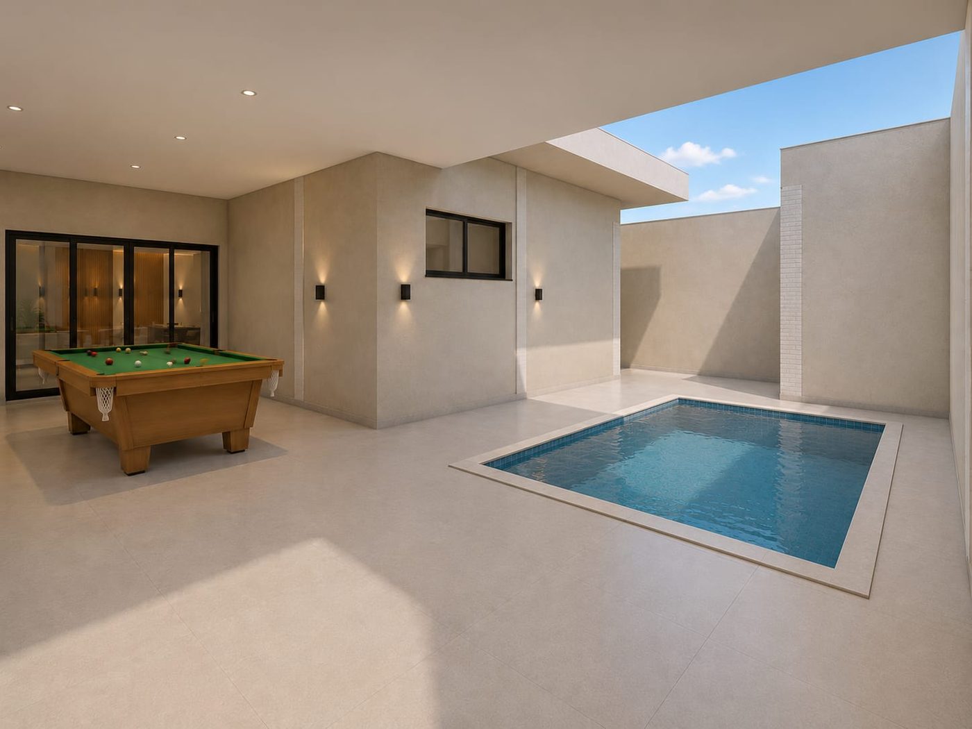 Área de lazer e piscina — Residência Ponte Alta